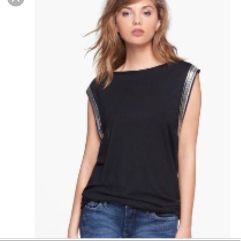 Lark Grey Sleevless Tank with Metal Trim